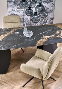 Stół do jadalni rozkładany spiek czarny marmur, 180-260/90/76 cm FORUM