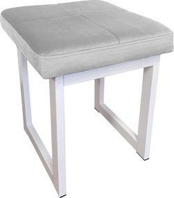 Taboret SOLID tkanina Welur stelaż metalowy STOŁEK LOFT : Kolor Stelaża - Biały, Kolor tkaniny - VELVET - MG39, Typ tkaniny - Velvet, Wysokość - 45 cm