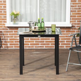 Outsunny Stolik ogrodowy Stolik Outdoor, Stolik do salonu zewnętrznego, odporny na warunki atmosferyczne, 80 x 80 x 74 cm, Czarny