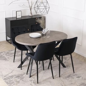Stół Okrągły Rozkładany DORIAN 80-160 cm Beton/Czarny Loft