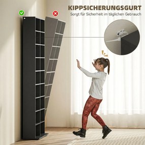 HOMCOM regał do przechowywania 640 płyt CD, regał na Blu-ray z 18 przegrodami i 14 regulowanymi półkami, Czarny | Aosom PL