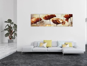 Obraz czerwonych kwiatów (170x50 cm)