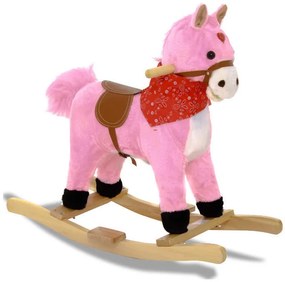 Konik Różowy Koń na biegunach rży + ruchomy ogon i pysk bujak