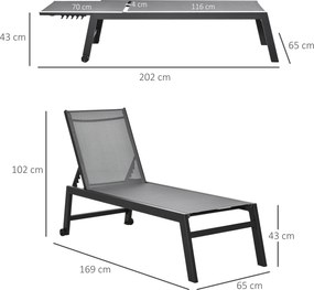 Praktyczna leżanka ogrodowa Outsunny z regulowanym oparciem