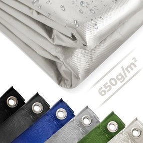 JAGO Plandeka 4x7 m, 650 g/m², szara, oczka aluminiowe