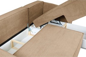 Nowoczesny narożnik prawostronny SELLMA w tkaninie RAVEN 34 karmelowej