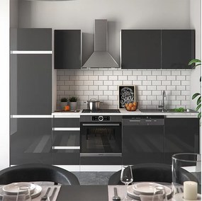 Zabudowa kuchenna antracytowy wysoki połysk/biały 270x46x81.6 optima