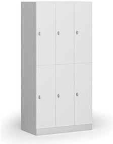 Szafka skrytkowa S1, 6 schowków, 1850 x 900 x 500 mm, demontaż, zamek obrotowy, drzwi laminowane, biała