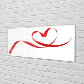 Panel szklany do Kuchni Serce z Czerwoną Wstążką