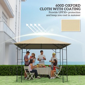 Outsunny Zamienny daszek do pawilonu 3 x 3 m wodoodporny daszek UPF30+ pokrowiec z tkaniny Oxford, 370 g/m², Beżowy | Aosom PL