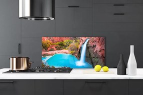 Szkło do Kuchni na Ścianę Potężny Wodospad Górski