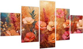 Obraz - Kwiaty łąkowe, malarstwo (125x70 cm)