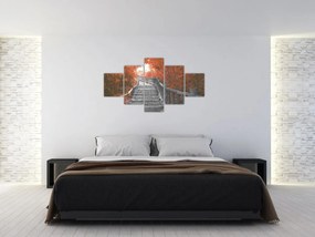 Obraz - Schody w naturze, pomarańczowy (125x70 cm)
