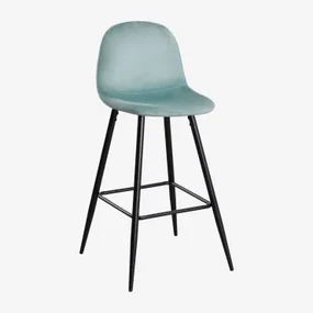 Wysoki Taboret Glamm Welurowy Verde Abeto & ↑75 Cm & Negro - Sklum