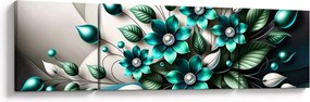 Obraz - 3D turkusowe kwiaty (170x50 cm)