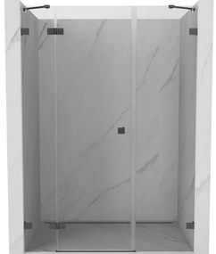 Mexen Lunar drzwi prysznicowe uchylne lewe 160 cm, transparent, gun gray szczotkowany - 834S-160-050-66-00-L