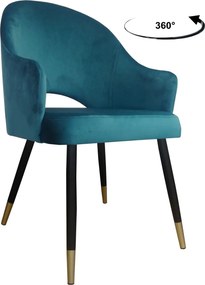 Krzesło Velvet tkanina Welur noga metalowa : Kolor nogi - Czano-złota stożek, Kolor tkaniny - VELVET - MG20, Typ siedziska - Siedzisko obrotowe 360°