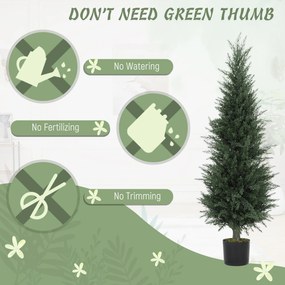 HOMCOM Cyprys Sztuczna Roślina, 638 Plastikowych Liści, z Doniczką, UV-odporny, Zielony