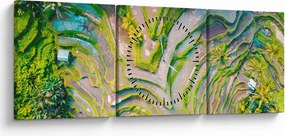 Obraz pól ryżowych z lotu ptaka (z zegarem) (90x30 cm)