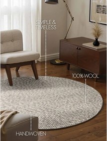 Jasnoszaro-kremowy wełniany okrągły dywan tkany ręcznie ø 160 cm Lyon Beans – Elle Decoration