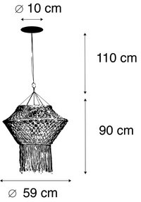 Wiejska lampa wisząca makrama 90 cm - sznurek Rustykalny / Vintage Oswietlenie wewnetrzne