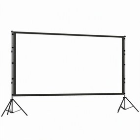 HOMCOM 254 cm 16:9 HD 4K/8K ekran projektora ze statywem, przenośny dwustronny ekran ze składanymi statywami, biały | Aosom PL
