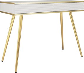 Toaletka w stylu glamour w kolorze białym z nóżkami złotymi, 102 x 80 x 50