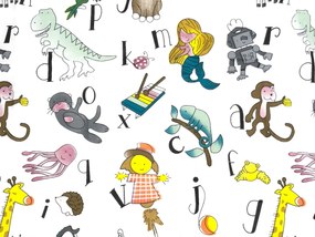 Zestaw 2 szt. dekoracyjnych poszewek na poduszkę KIDS ALPHABET 40x60 cm, biała