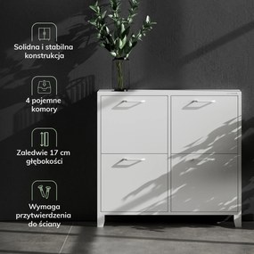 Szafka na buty metalowa wąska biała  SHIRLEY 960 x 900 x 170 mm
