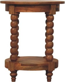 Artisan Furniture Okrągły stolik pomocniczy Burley Twist z litego drewna mango, schowek w dolnej części, brązowy