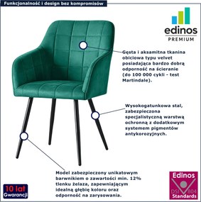 Zestaw 6 zielonych metalowych krzeseł pikowanych R6-R93