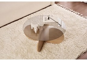 Stolik konferencyjny Aeris Sapphire Oak z ciemnym szkłem