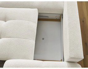 Biały rozkładany/ze schowkiem narożnik z tkaniny szenilowej (lewostronny/z szezlongiem) Roxelane – Bobochic Paris