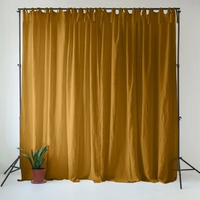 Lniana zasłona w kolorze ochry/brązowa 140x330 cm Bronze – Linen Tales