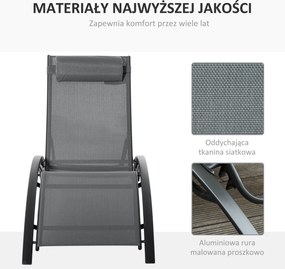 Outsunny Leżak Ogrodowy do Opalania Ciemnoszary Stylowy i Wygodny 170x64x82cm | Aosom PL