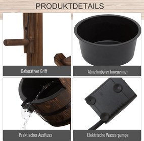 Outsunny fontanna ogrodowa fontanna ozdobna fontanna wodospad lite drewno kolor brązowy