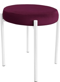 Taboret DIOR stelaż metalowy tkanina Welur : Kolor Stelaża - Biały, Kolor tkaniny - VELVET - MG02, Typ tkaniny - Velvet