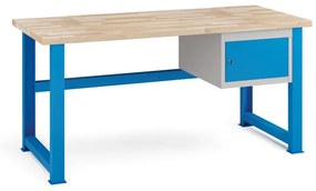 Stół warsztatowy KOVONA, szafka wisząca na narzędzia, blat z drewna bukowego, stałe nogi, 1700 mm