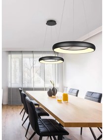 Lampa wisząca LED ze ściemniaczem w kolorze matowej czerni z metalowym kloszem ø 62 cm Cardona – Trio