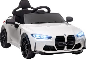 AIYAPLAY Elektryczny Samochód dla Dzieci BMW M4, Dźwięk &amp; Światło, 3-5 km/h, z pilotem, dla dzieci 3-5 lat, Biały