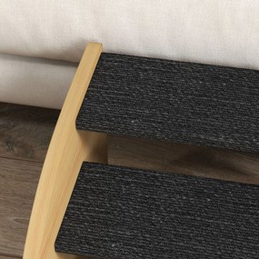 PawHut Schody dla Zwierząt - Schody dla Psa, 3 Stopnie, Mały Pies, 38,5 cm x 38,5 cm x 30 cm, Dąb + Czarny