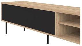 Czarna szafka pod TV w dekorze dębu 165x40 cm Ampère – TemaHome