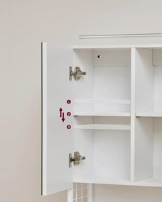 Szafka Łazienkowa z Lustrem Wisząca, z oświetleniem, Biała- BBK124W14