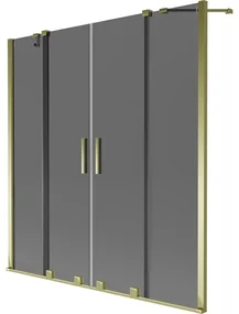 Mexen Velar Duo parawan nawannowy 2-skrzydłowy rozsuwany 160 x 150 cm, grafit, złoty - 896-160-000-42-50