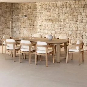 Zestaw Stołu Owalnego 240x100 Cm Z Drewna Akacjowego I 8 Krzeseł Ogrodowych Z Drewna Akacjowego Uleno Jasny Akacjowy Brąz - Sklum