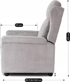Fotel Nalker – połączenie komfortu i nowoczesnego designu w sztruksie z podnóżkiem