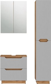 Zestaw mebli łazienkowych dąb/szary w paski 59.8x32x62.5 lotta