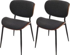 Krzesło do jadalni MCW-O45 (zestaw 2 sztuk), orzechowy wygląd, ciemnoszary