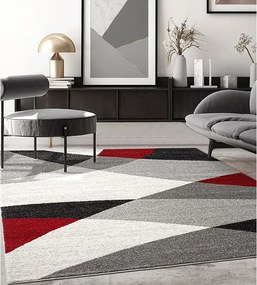 Dywan Pearl Nowoczesny Salon Krój konturowy, Szary Czerwony, 80 x 140 cm