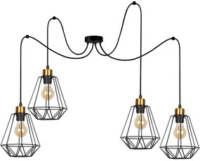 Czarna metalowa lampa druciana typu pająk - K111-Telesto